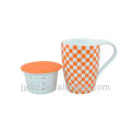 350cc porcelain handleless cup with ceramic tea infuser